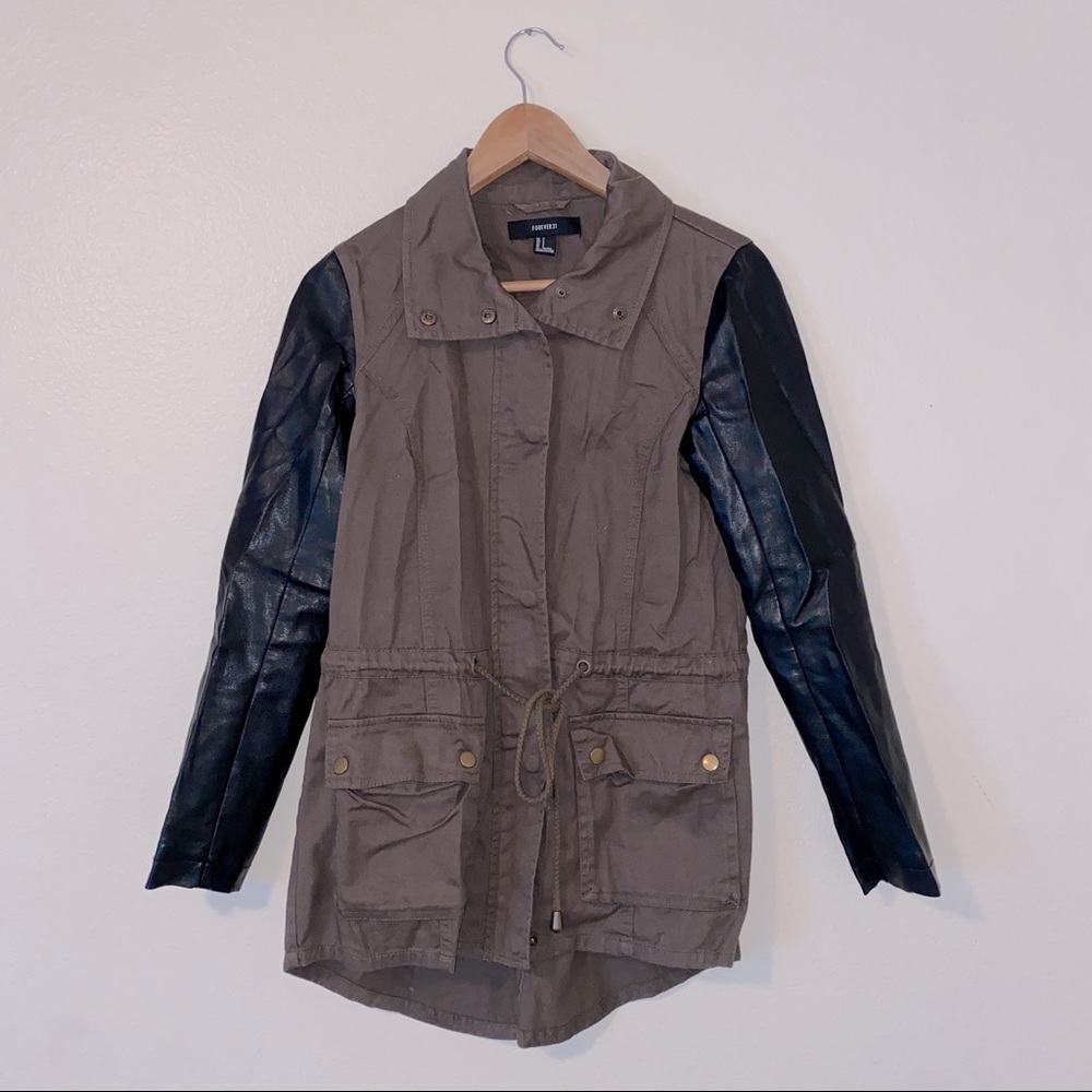 Vegan Leather and Canvas Jacket